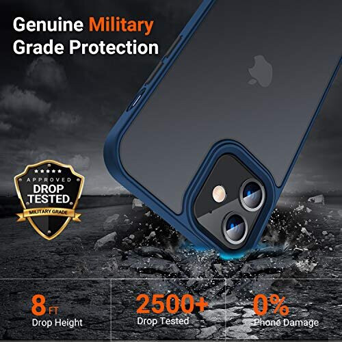 torras Military Shockproof for iPhone 12 Case/iPhone 12 Pro Case, Protective yet Slim Thin Translucent Hard Back with Silicone Bumper Case Guardian 2