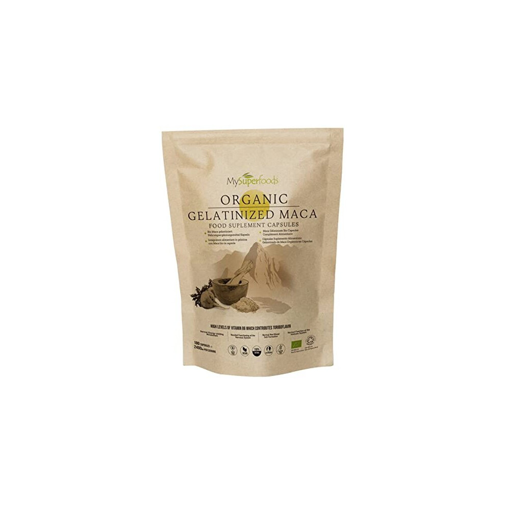 Maca Root Capsules | for Women and Men | Organic | Gelatinized | 180 Capsules | 2400mg Per Serving | Hormone Balance, Libido & Energy | MySuperfoods