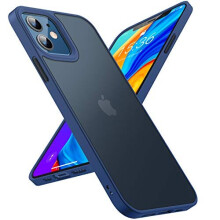 Military Shockproof for iPhone 12 Case/iPhone 12 Pro Case, Protective yet Slim Thin Translucent Hard Back with Silicone Bumper Case Guardian