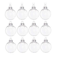 Clear Baubles Fillable Bauble to Fill,6CM Plastic Acrylic Ball Ornament,12PCS DIY Transparent Balls for Christmas Xmas Tree Home Wedding Birthday