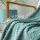 Large Flannel Fleece Throw Blanket, 127x178 CM Sofa Throws, Soft Jacquard Weave Leaves Pattern Throws for Sofa, Celadon Blanket 7