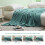 Large Flannel Fleece Throw Blanket, 127x178 CM Sofa Throws, Soft Jacquard Weave Leaves Pattern Throws for Sofa, Celadon Blanket 3
