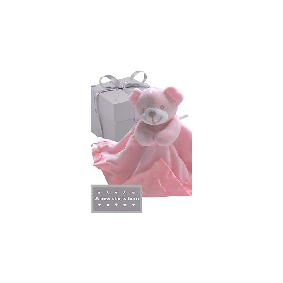 'A new star is born' new baby gifts comfort blanket in box | baby girl gift pink for mum | baby comforters| plush teddy security blanket| baby soft