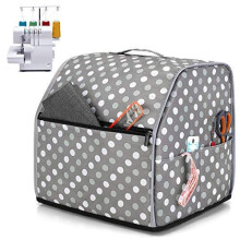 Dust Cover for Overlocker, Overlocker Machine Cover with Storage Pockets, Overlocker Dust Cover for Overlocker Sewing Machine, Grey Dot