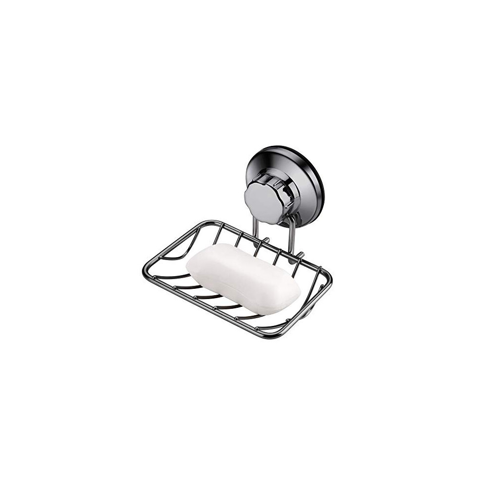 Ipegtop No-Drilling Soap Dish Holder, Super Powerful Vacuum Suction Cup Shower Soap Dish - Strong Rustproof Stainless Steel Soap Saver Sponge Holder For