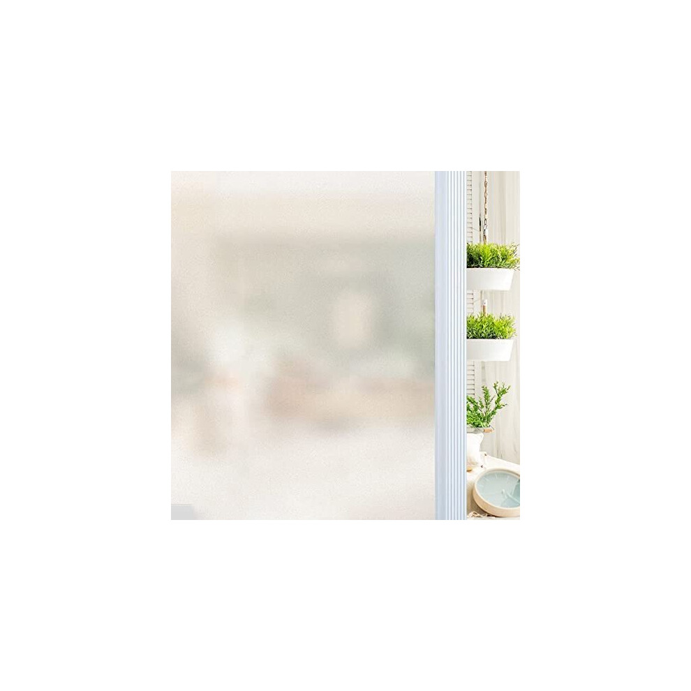 Window Film Privacy Natural Frosted Non-Adhesive No Glue Office Home Bathroom Living Room Kitchen Glass Film (44.3 x 200cm)
