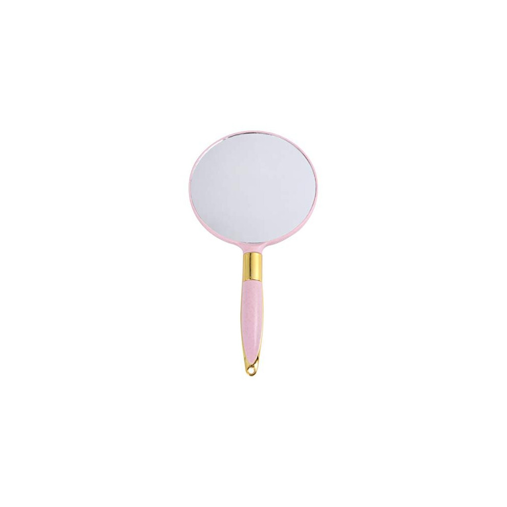 Hand Mirror, Round Handheld Mirror with Handle Vintage Makeup Mirror Cosmetic Supplies (Pink)-image-OPC-PC9Z2QS-NEW