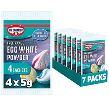 Free Range Egg White Powder Sachets,140g, Pack of 7x(4x5g) - baking ingredients for store cupboard suitable for vegetarians, kids bakes, meringues,