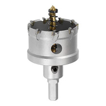50mm Carbide Hole Cutter, Hole Saws for Stainless Steel Sheet Metal, Non-slip Triangular Shank Limit Step, with Titanium Coated Center Drill