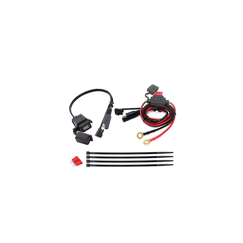 Sae To Usb Cable Adapter Sae Quick Disconnect 2.1A Waterproof Usb Port With Inline Fuse, Socket Cable 12V-24V For Motorcycle Cellphone Tablet Gps 5011145473937