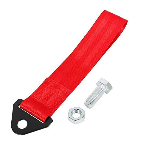 Red Universal Auto Car Tow Towing Hook Bumper Trailer Belt Strap