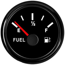 Car Digital Fuel Level Gauge 52mm 0~190 ohm E-1/2-F for Motorcycle Car Boat 12V 24V with Red Backlight IP67 Waterproof (BN)