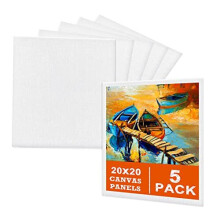 5 Packs Blank Canvas Panels Board 20 x 20 cm(8" x 8"), 100% Cotton for Acrylic Painting, Oil Paint & Wet Water Art Media, Canvases for Professional