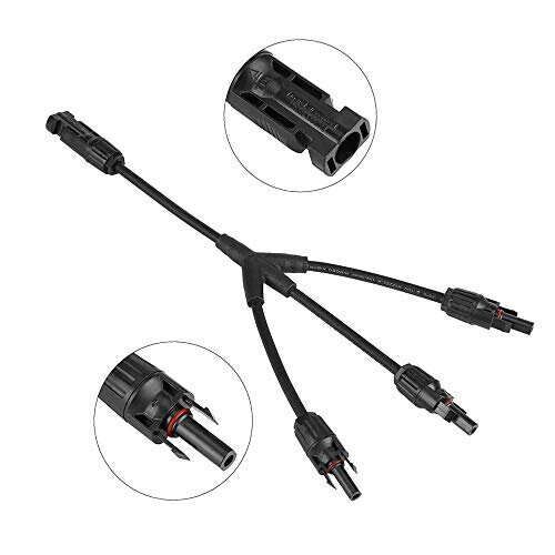 1 Pair Professional Solar Panel Cable Connector, Y Type 3 Branch Solar Connector MFFF/FMMM, Solar Panel Extension Cable PV Wire Adapter, for Solar 1