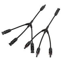 1 Pair Professional Solar Panel Cable Connector, Y Type 3 Branch Solar Connector MFFF/FMMM, Solar Panel Extension Cable PV Wire Adapter, for Solar
