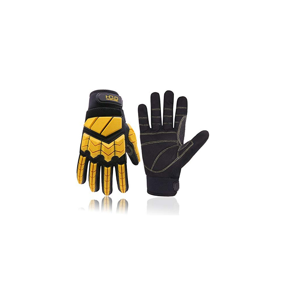 Anti Vibration Work Gloves, Sbr Fingers & Palm Padded Work Gloves, Men Safety Impact Reducing Gloves (Medium, Yellow) 5011145466199