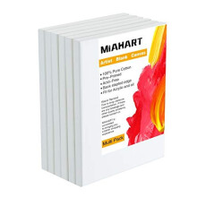 5X7 Inch Stretched White Blank Canvas 6 Pack Mini Pre-Stretched Canvas for Acrylics Oils Painting Media(13x18cm)