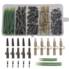 Carp Fishing Tackle Accessories, Carp Fishing Rigs Box Include Safety Leader Clips Quick Change Swivel Anti Tangle Sleeve Tail Rubber for Carp Bait