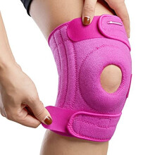 Knee Support, Patella Tendon Knee Brace With Side Stabilizers for Running, Sports, Joint Pain, Arthritis, Adjustable Knee Support Brace for Women Pink