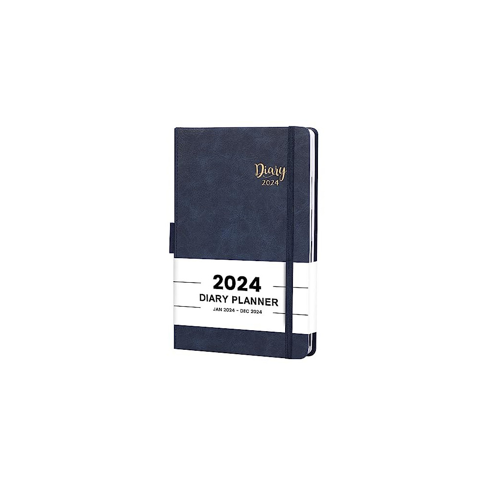 2024 Diary - Diary 2024 A5 Page A Day, Productivity A5 2024 Daily Planner from January 2024 to December 2024, with Monthly Tabs, Inner Pocket, Banded,