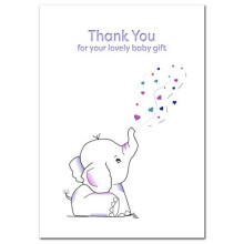 Baby Thank You Postcards Girl Boy - 30 Pack Post Cards - Newborn Babies 1st Birthday Christening Showers - Cute Elephant Thanks Gift Present -
