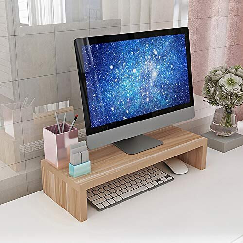 Monitor Stand for Desk, Oak Desktop Monitor Stand, Ergonomic Height