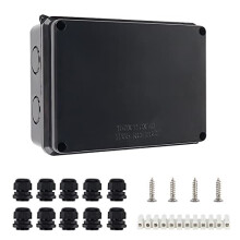 IP65 Waterproof Junction Box Large ABS Electrical Box Outdoor Cable Connector, External Electrical Junction Box, Black(150x110x70mm)
