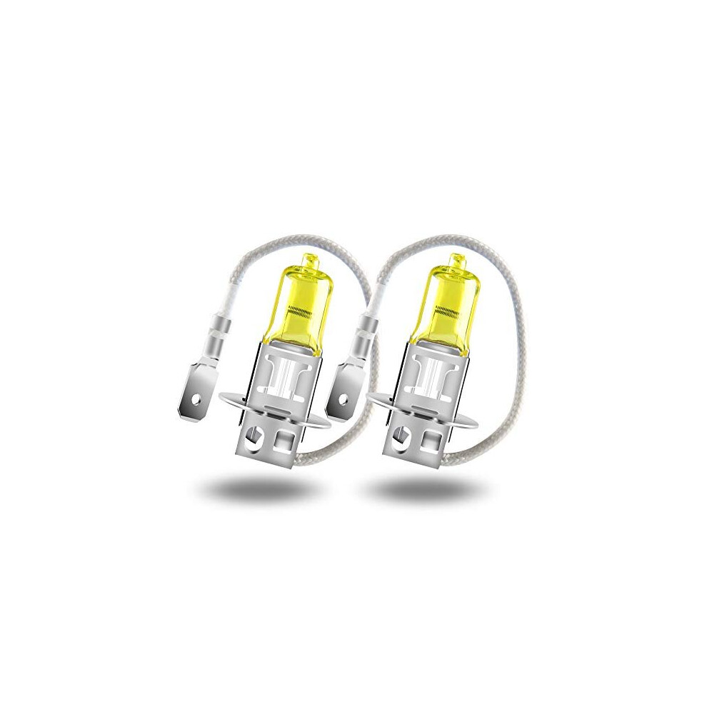 2Pcs H3 55W Halogen Head Bulbs 3000K Super Bright Halogen Headlamp 12V Replace For Car Front Head Fog Gold/Yellow/Light 5011145484148