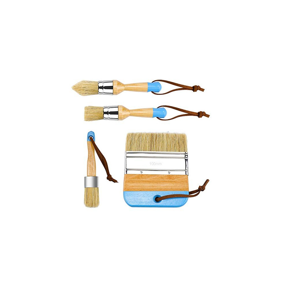 4 Pieces Wax Brush Set Chalk Paint Brushes Natural Bristle Paint Brushes With Wood Handle For Wood Furniture Home Decor Upcycling Restoration Projects 5011145484346