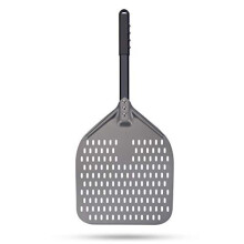12inch Perforated Pizza Peel, Professional Rectangular Pizza Paddle, Hard Anodized Aluminum Turning Pizza Oven Peel 12x14 Inch Blade