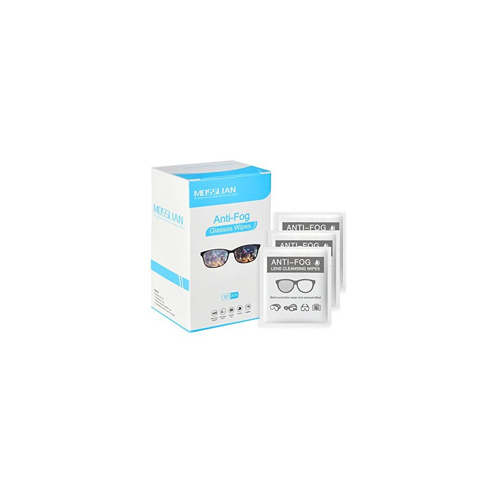 Mosslian Anti Fog Glasses Wipes Lens Cleaning Wipes For Glasses, Smartphone, Iphone, Screens And Other Delicate Surfaces, Pack Of 50