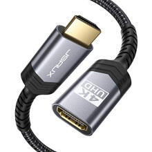 HDMI Extension Cable, 1M 4K@60Hz HDR High Speed HDMI 2.0 Extender HDMI Male to Female Lead Support 3D, 18Gbps, ARC, Ethernet Compatible for TV Stick,