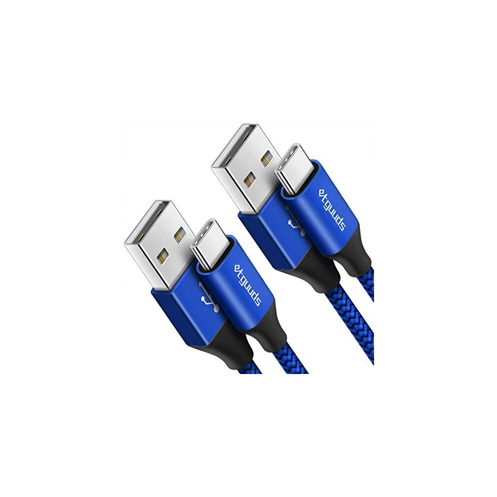 [2-Pack/1M] USB C Cable, USB A to Type C Fast Charger Charging Lead Nylon Braided Compatible with Samsung Galaxy S20 S10 S9 S8 Plus S10E, Note 10 9 8,