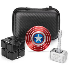 Cool Fidget Spinner Metal, Handheld Sensory Fidget Toy Set Infinity Fidget Cube Block Flippy Chain, Hammer and Shield Fidgit Spinners, Anti Anxiety