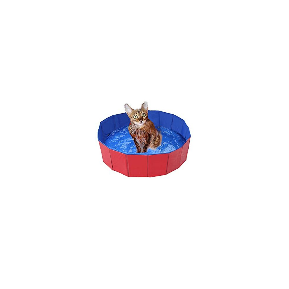 Foldable Pet Dog Cat Paddling Pool Portable Dog Bath Puppy Kitten Shower Pit PVC Bathing Tub Swimming Pool For Cat Puppy Pet (Small)