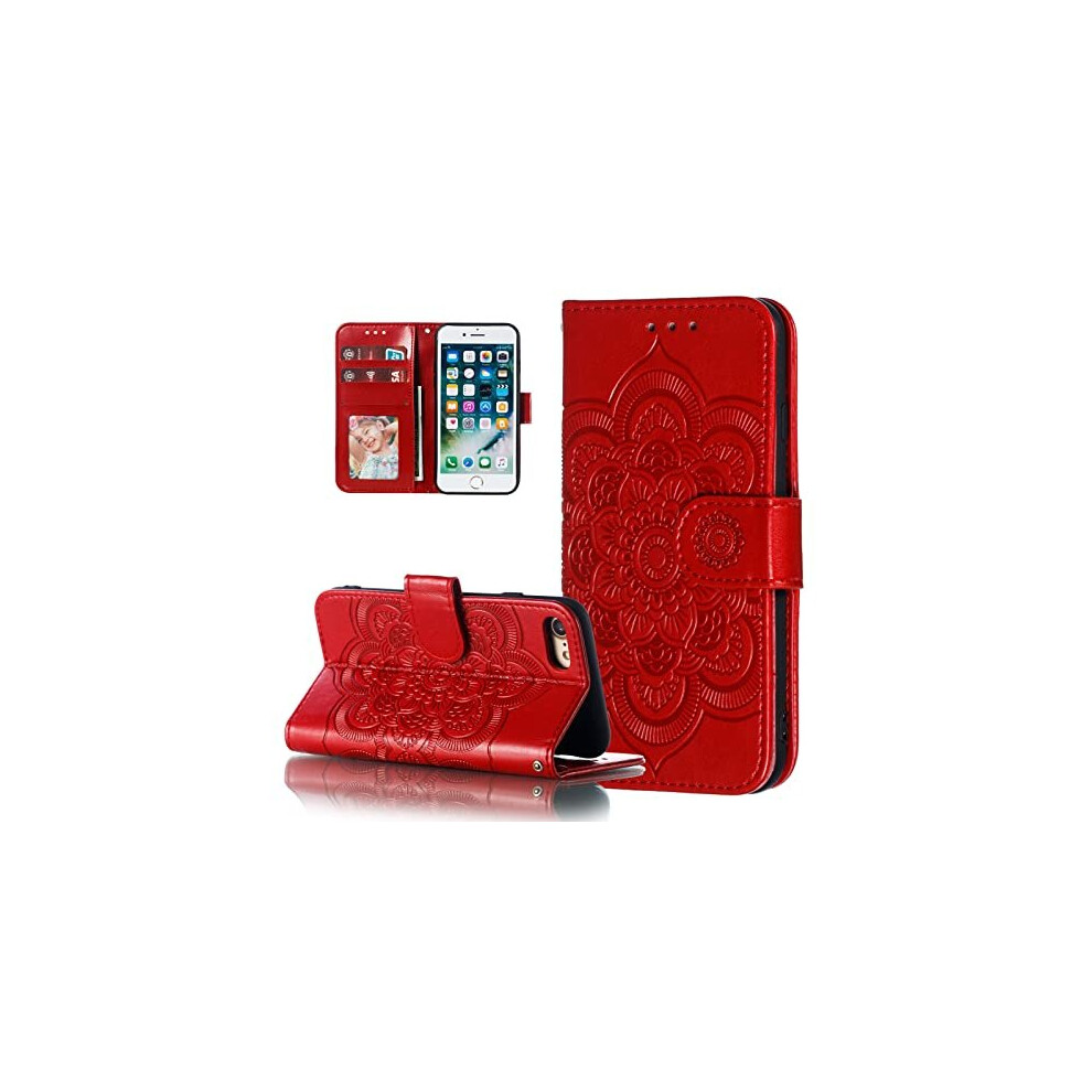 Case For Iphone Se(5G) 2022 Iphone 7 Iphone 8 Iphone Se 2020, Premium Flip Wallet Shockproof Phone Case Pu Leather Mandala Embossed Design With 5011145492006