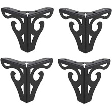 4pcs 4-Inch Furniture Legs, Modern Style Furniture Metal Sofa Legs Triangle Feet for Table Cabinet Cupboard Couch Chair(Black)