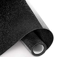 Heat Transfer Vinyl Roll 12In x 4.9ft Glitter Black Heat Transfer Paper Permanent Adhesive HTV Iron on Vinyl Backed Vinyl Rolls for Fabric T-Shirt
