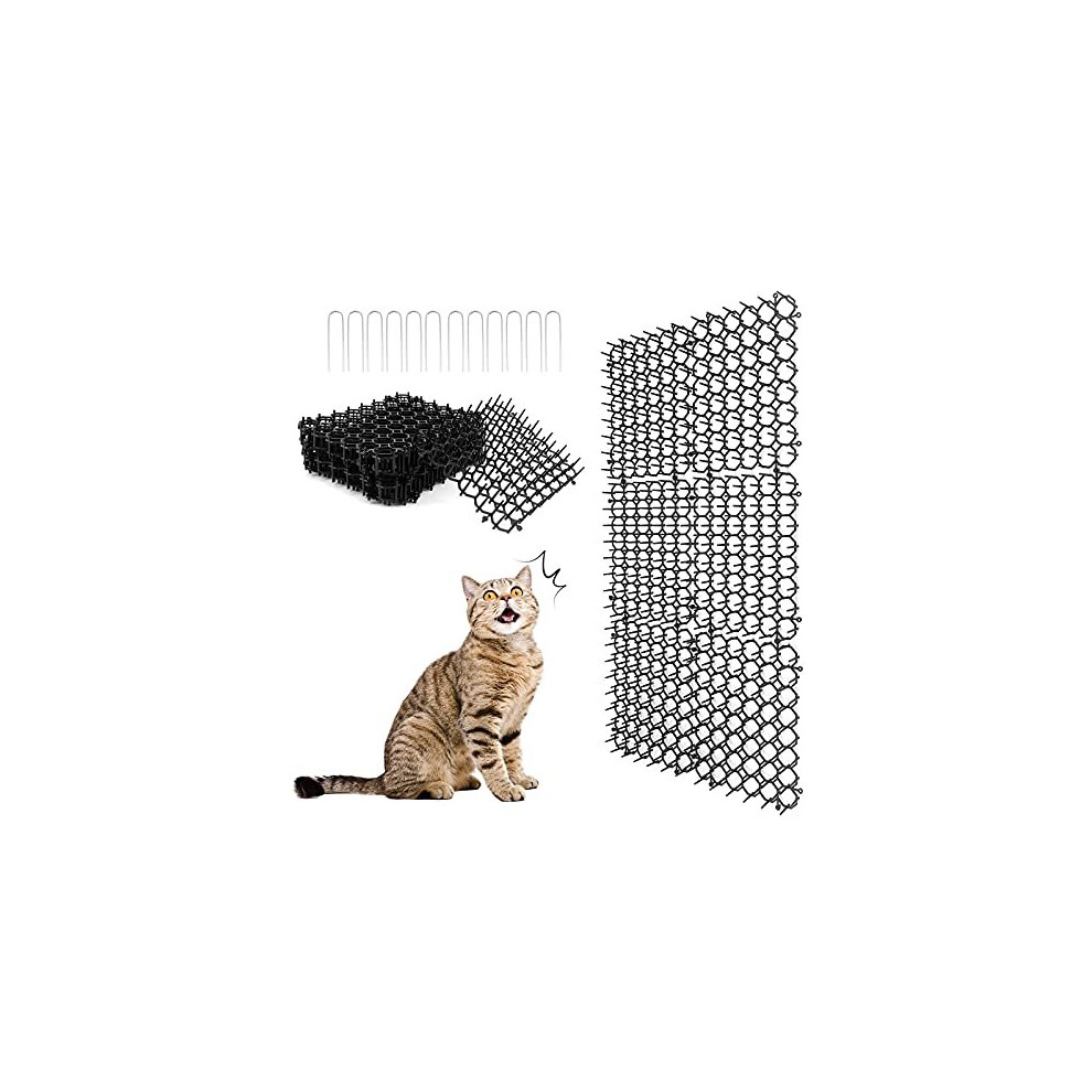 Cat Scat Mat with Spikes, Cat Repellent Mat, Flat Prickle Strip Dig Stopper, Pet Deterrent Mats for Garden, Fence, 7.96.1Inches (12 Pcs)-image-OPC-PC9Z9MV-NEW