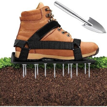 Lawn Aerator Shoes with Stainless Steel Shovel, Free-Installation Aerating Shoes with Hook & Loop Straps, Heavy Duty Spiked Aerating Sandals, One-Size