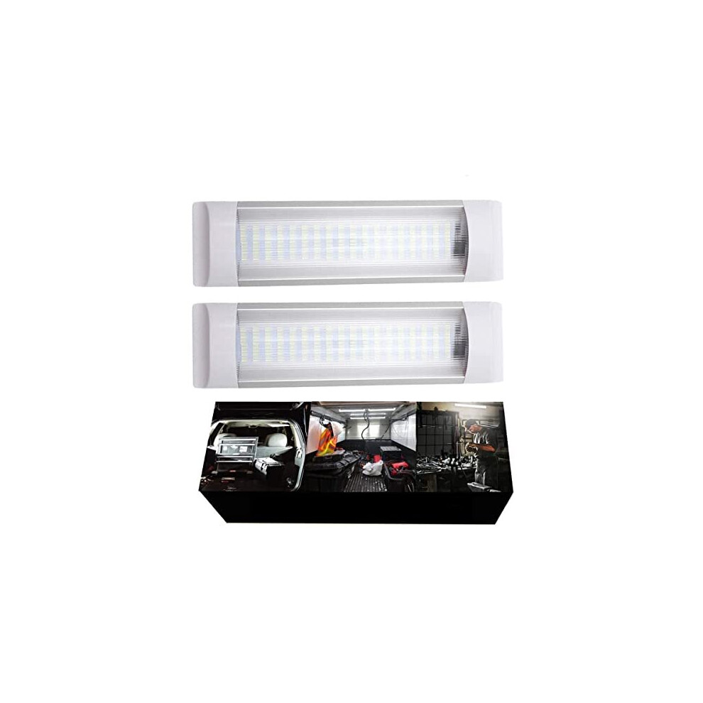 12V 72LED Interior Lights 2Pack, 4W LED RV Ceiling Roof Lights Bar Lamp With On/Off Switch, LED Interior Lighting For Car Camper Van Bus Caravan Boat