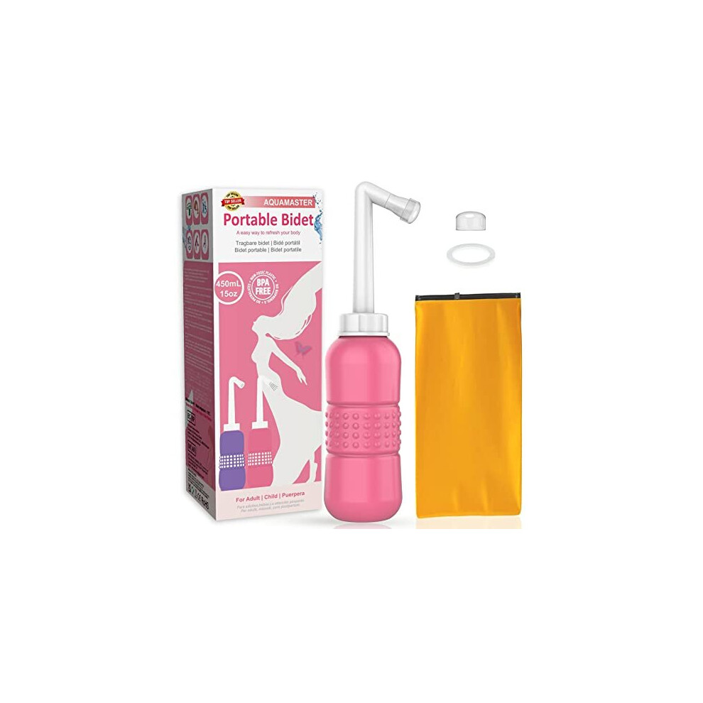 Tonelife Pink Portable Bidet For Toilet 450Ml Travel Bidet Bottle, Perineal Bottle For Postpartum Hemorrhoids Healing, Maternity Kit Essentials,Intimate Wash