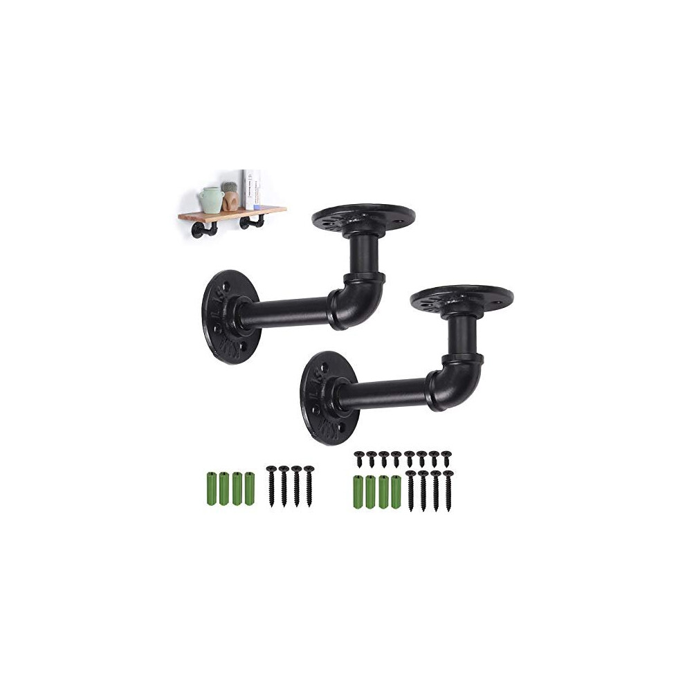 Industrial Pipe Shelf Brackets,Homgen 2Pcs Industrial Pipe Floating Shelf Brackets Scaffold Board Shelf Brackets Pipe Floating Shelf Brackets For 5011145487279