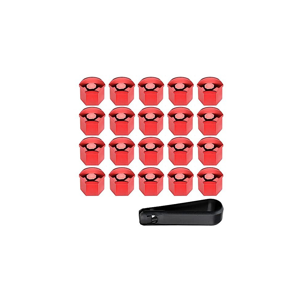 20 Pieces 21mm Car Wheel Nut Cap Hex Tire Wheel Bolt Nut Cap Covers Tyre Screw Cap with Removal Tool Set Dust Proof Protector Red-image-OPC-PC9Z9QQ-NEW