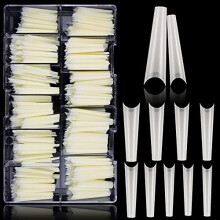 550Pcs XXL Long Coffin False Nails, Extra Long Natural False Nail Tips Half Cover French Ballerina Nail Tips Acrylic Fake Nails For DIY Nail Design