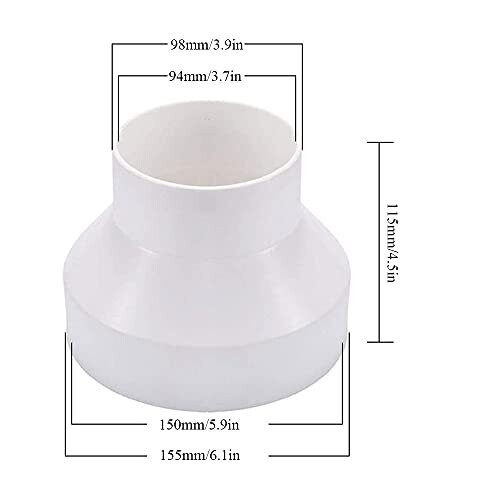 Ducting Reducer 150mm to 100mm / 6 to 4 inch Duct Pipe Reduction