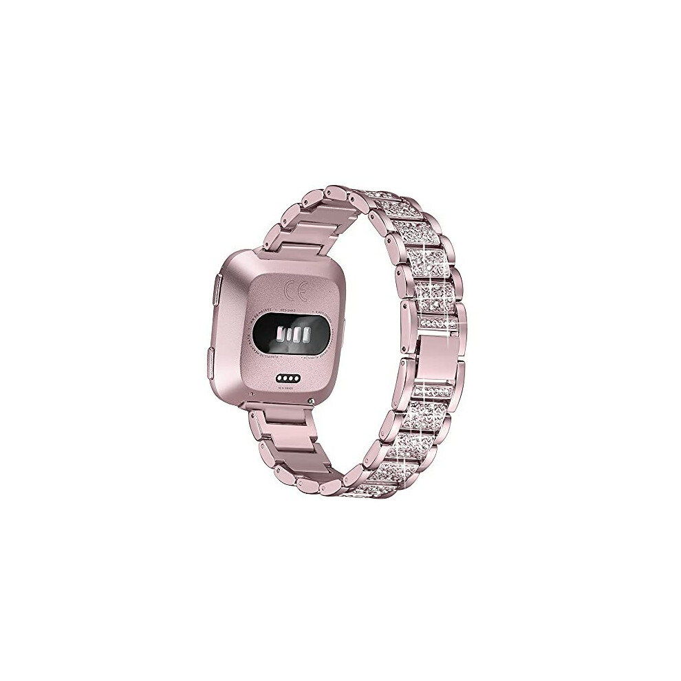 Compatible With Fitbit Versa 2 Strap For Women, Crystal Bling Glitter Diamonds Rhinestones Jewelry Metal Bracelet Wristband Replacement Strap For 5011145497704