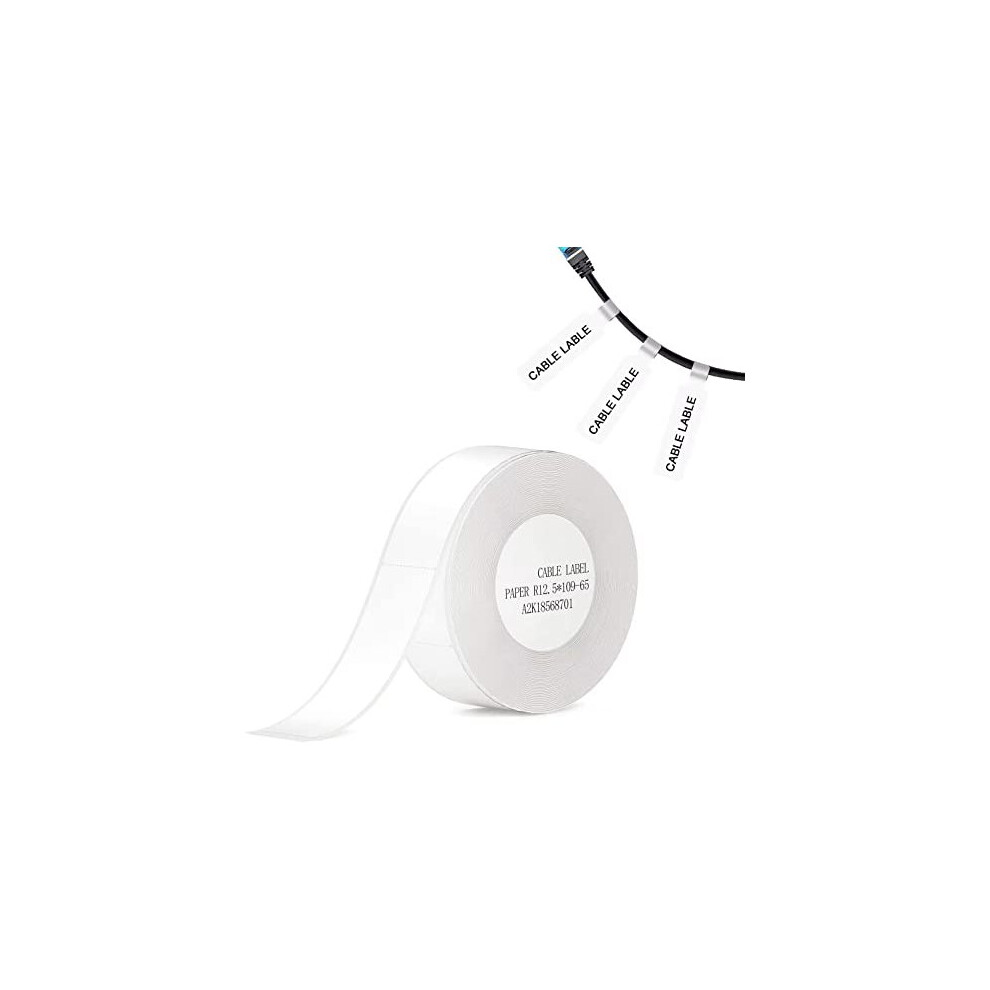 Yulinca White Label Maker Tape Compatible For Niimbot D11 D110 D101, Label Printer Paper Waterproof Anti-Oil Scratch-Resistant Sticker 0.5"X4.3" (Cable )