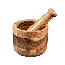 Handmade Acacia Wood Mortar and Pestle Perfect for Grinder for Herbs, Garlic, Walnut Spices & Kitchen Essentials Usage