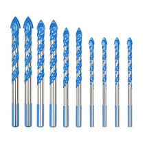 10 PCS Masonry Drill Bit Set Tungsten Carbide Tipped Ceramic Tile Drill Bits Twist Drill for Concrete Brick Glass Plastic and Wood Assorted Size